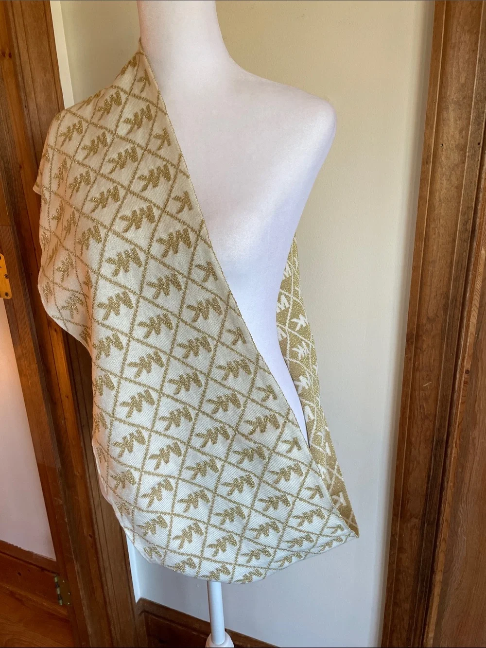 MICHAEL Michael Kors Cream and Gold Logo Infinity Loop Scarf